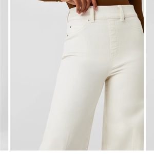 Spanx ecru seamed front wide leg jeans